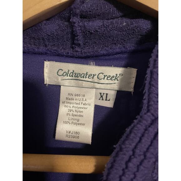 Coldwater Creek Womens Top XL Purple Floral Lace Mesh Stretch Lined Romantic - Picture 3 of 7